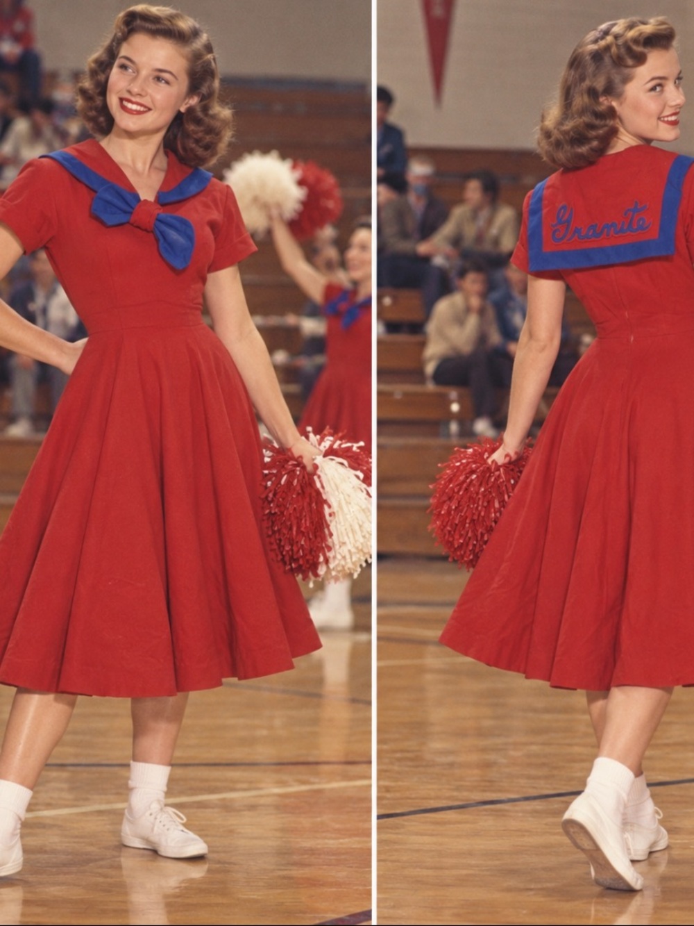 VTG 40s 50s Utah Woolen Mills Granite Cheerleader Pep Squad Dress